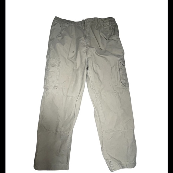 CABELAS Trail Hiker Work Cargo Men's 40X 32 Khaki Double Knee Canvas Pants - Picture 1 of 6